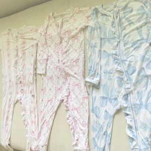 Lot of LoveShackFancy inspired Footie Pajamas